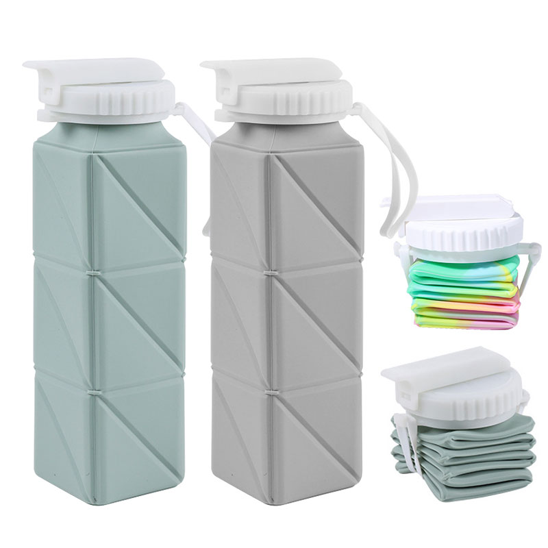 Water Bag Collapsible - 밀짚 뚜껑이있는 620ml 접이식 물병 컵