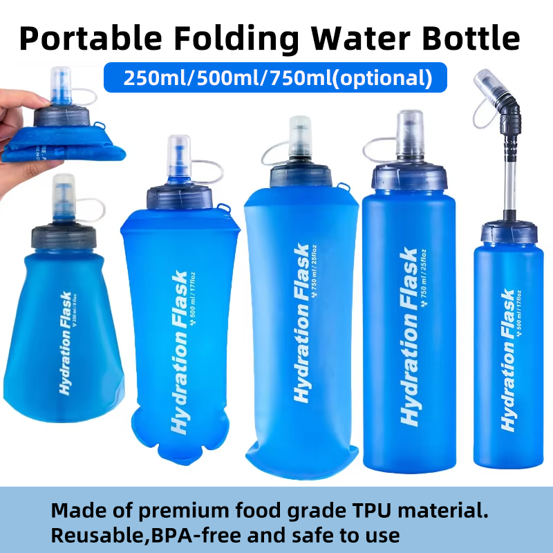 Water Bag Collapsible - 250ml 500ml 750ml 휴대용 접이식 물병